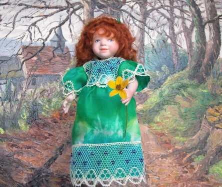  Blondine  Peinture sur soie et dentelle